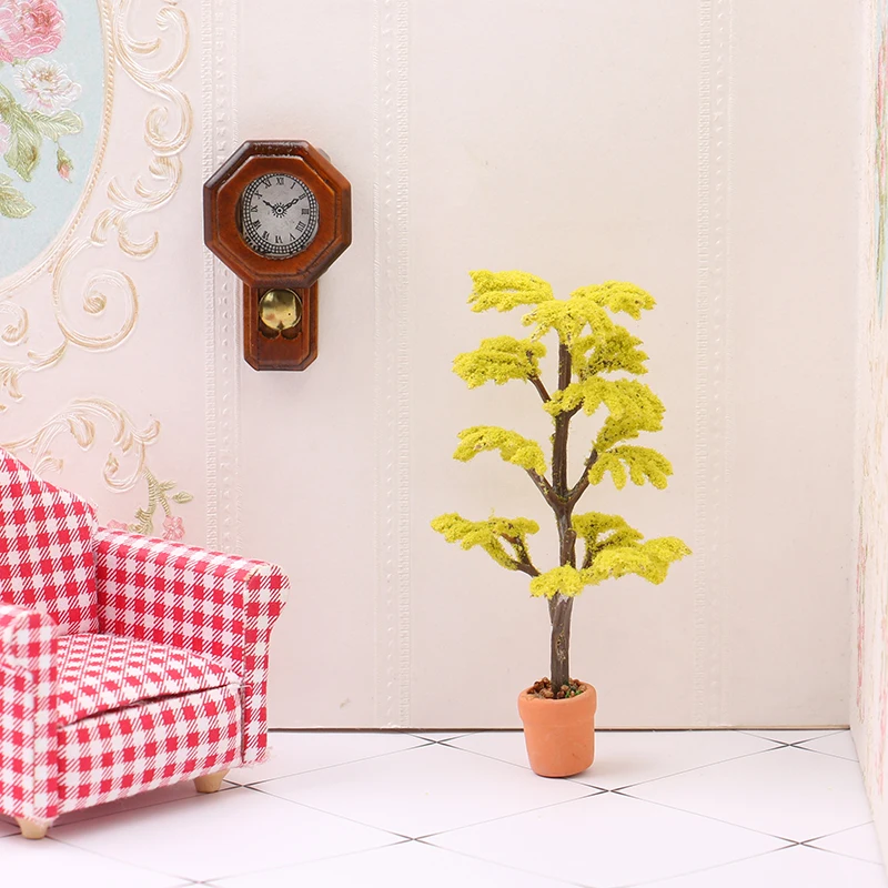 

1:12 Dollhouse Miniature Simulation Decorative Small Tree Vintage Clock Model Home Decoration DIY Accessories