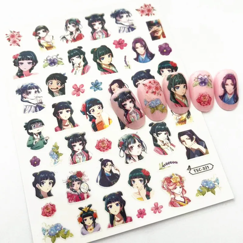 Nail stickers nail decals nail art decoration nail art tools 1 PC Japanese Anime Girls 3D Design Nail Sticker