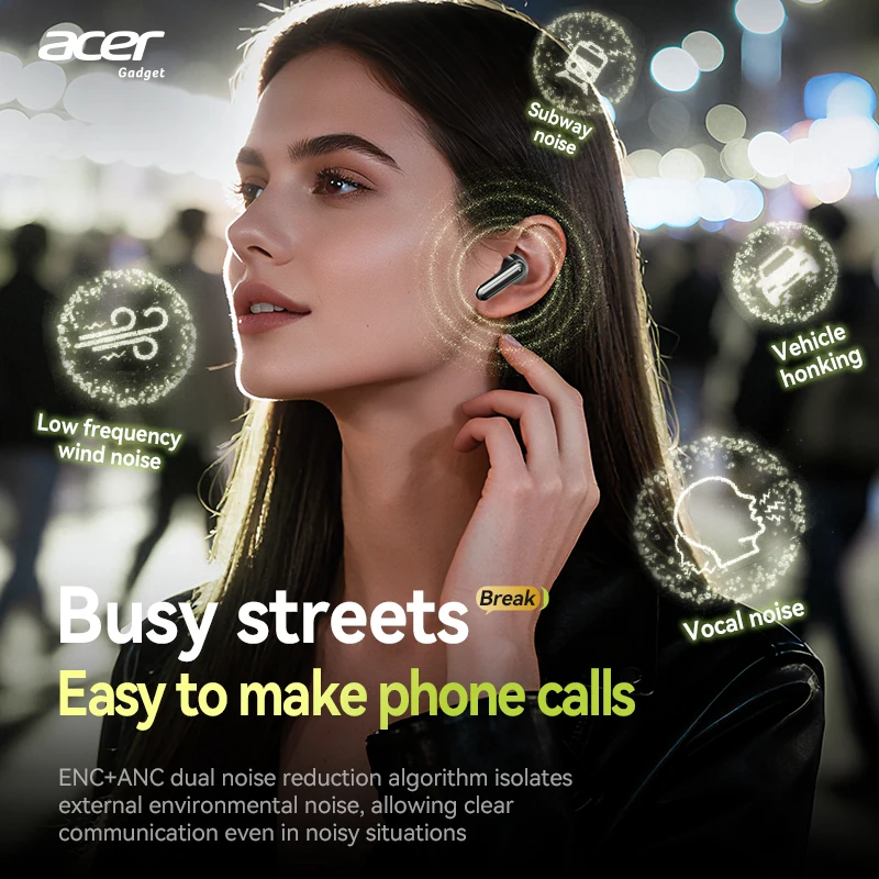 Acer In-Ear Wireless Bluetooth Headphones with Active Noise Cancellation and Dolby Surround Sound for Extended Music and Gaming Sessions