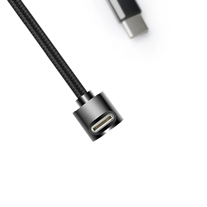 60W 나일론 브레이디드 타입 C 데이터 케이블 라인 90도 엘보우 USB C to USB C PD 케이블 아이폰 17 프로 삼성 고속 충전 코드