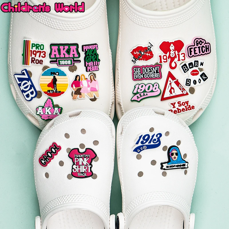 23pcs Girls Power Croc Charms Shoe Charms Accessories Decorations Pins