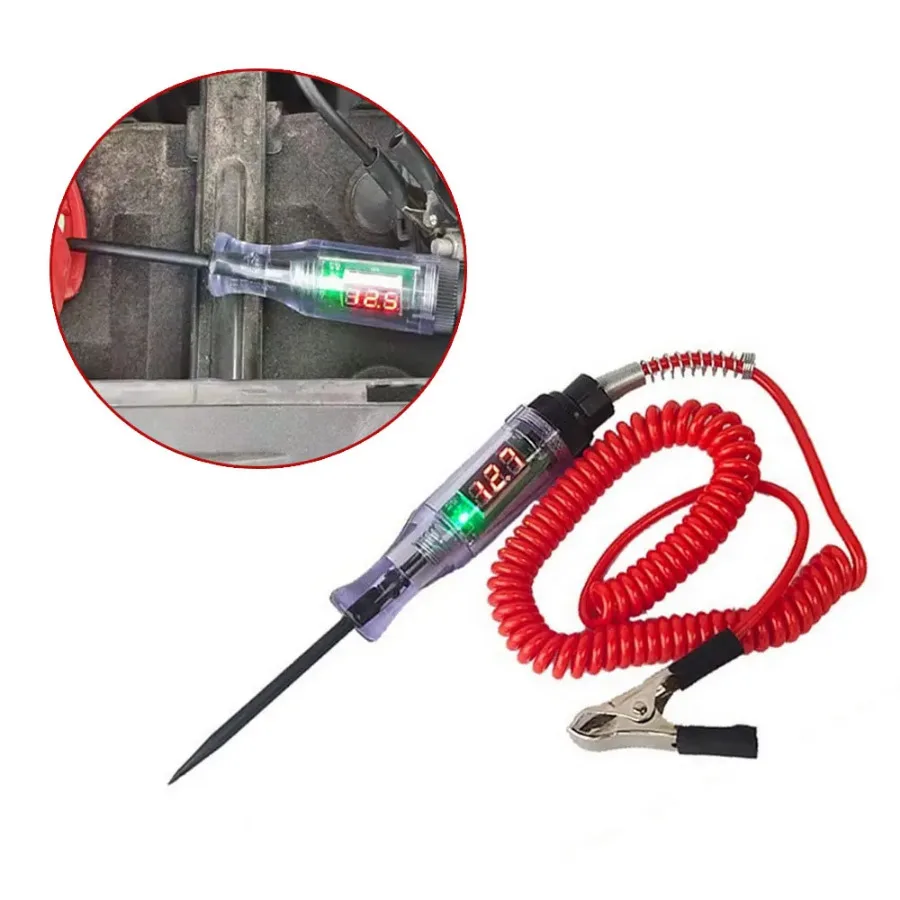 

Car Truck Voltage Circuit Tester Bulb Auto DiagnosticTools 6V 12V 24V DC Long Probe Pen Digital Display Light Auto Repair Tool