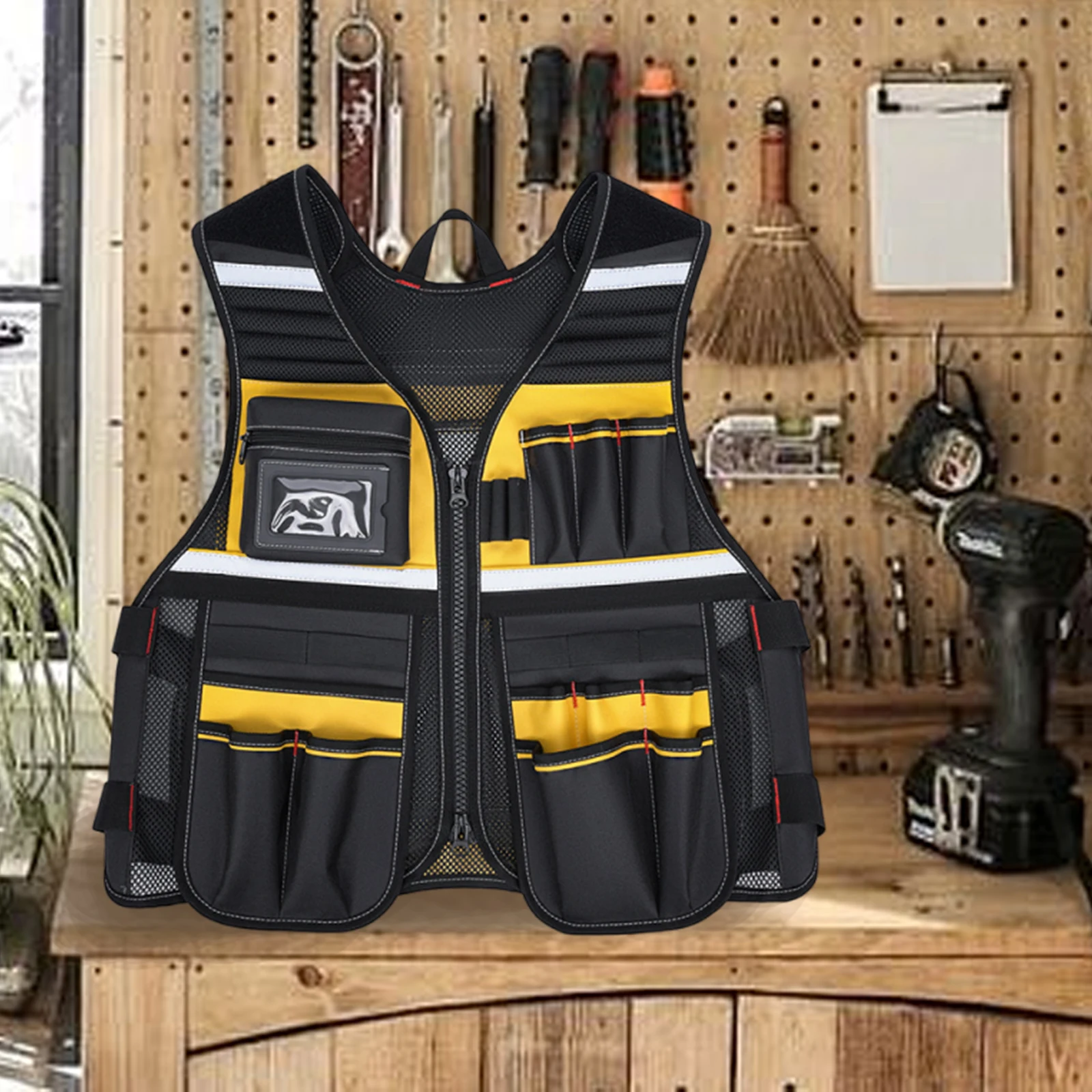 다중 포켓이 있는 반사 안전 작업 조끼 전기 목수 건설용 반사 안전 조끼