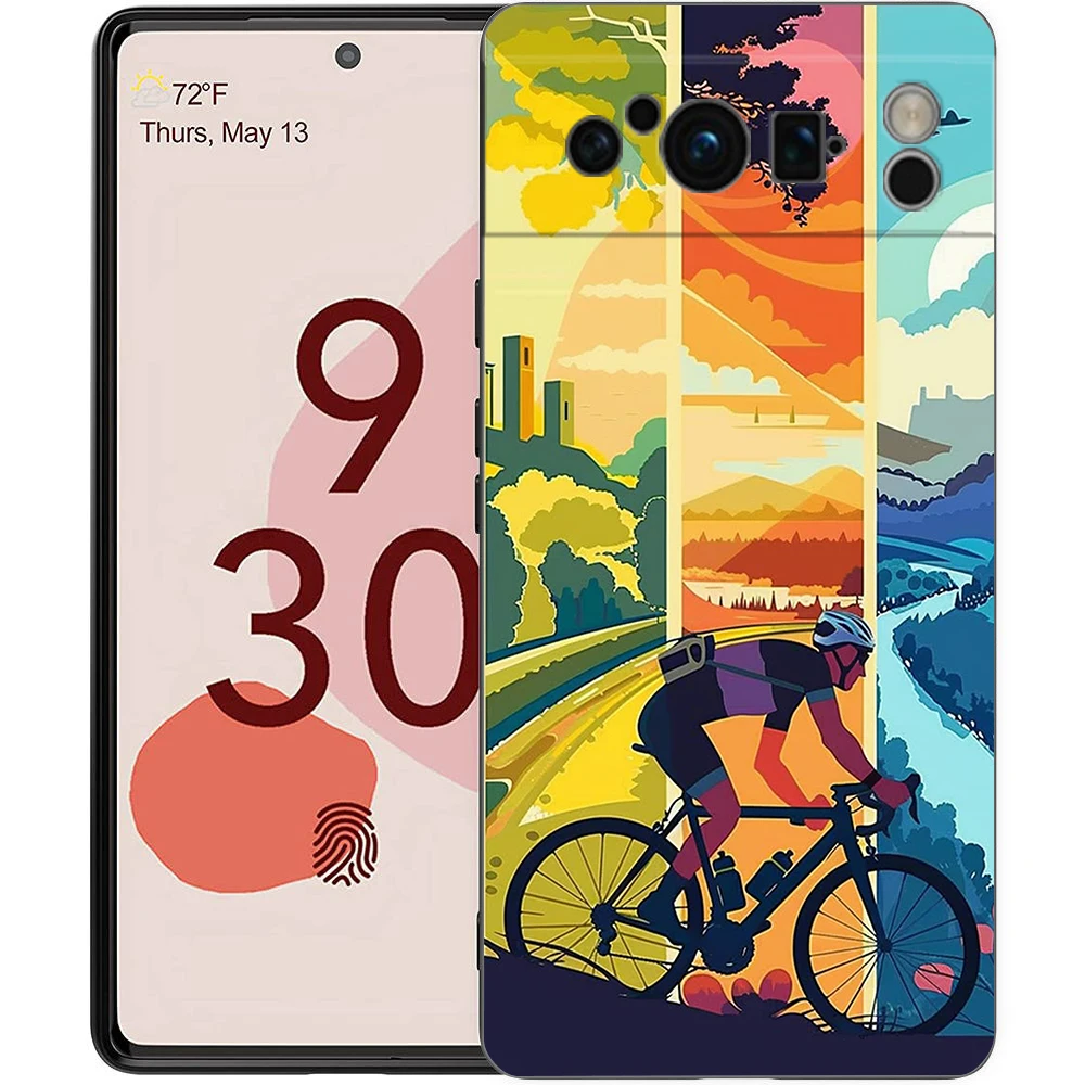 Mountain Bike Cycling Art Shockproof Phone Case - Soft TPU Black Cover