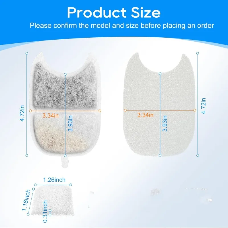 8 pack filtrů + sponges náhrada zvířátko voda fontána filtr pro 4L wilreless nerez ocel kocour pití voda dávkovač