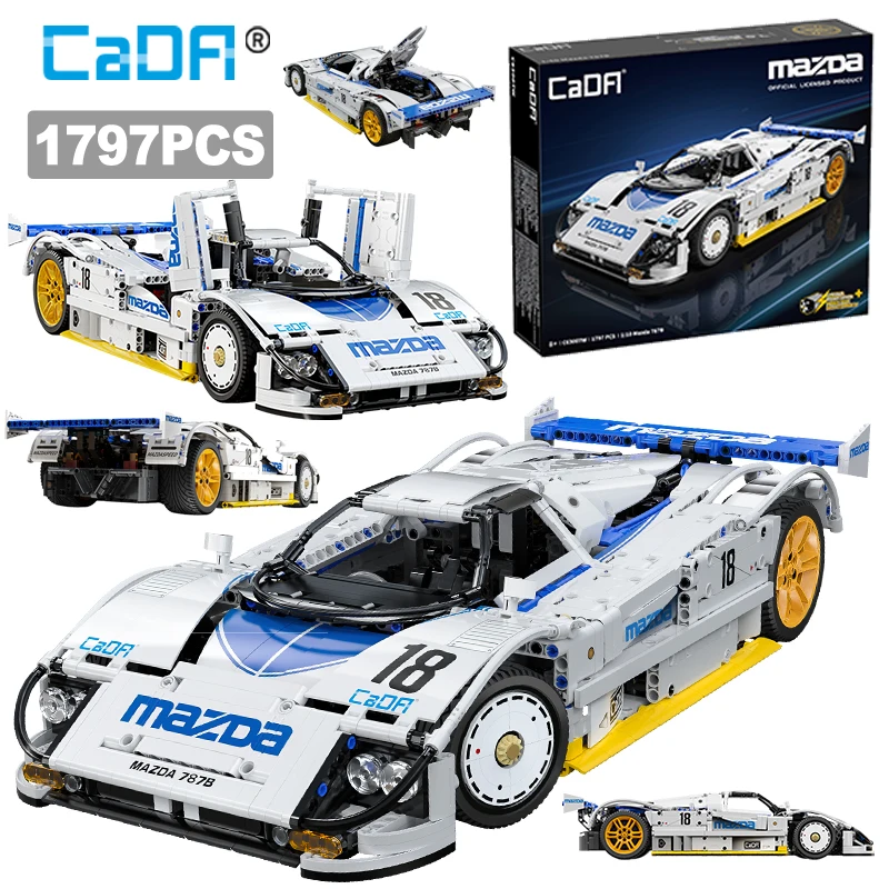 CaDA 1:10 Mazda 787B Technical Racing Car C42 Sports Car Model Building Blocks City Endurance Sports-Car Bricks Toys Kid Gifts ﻿