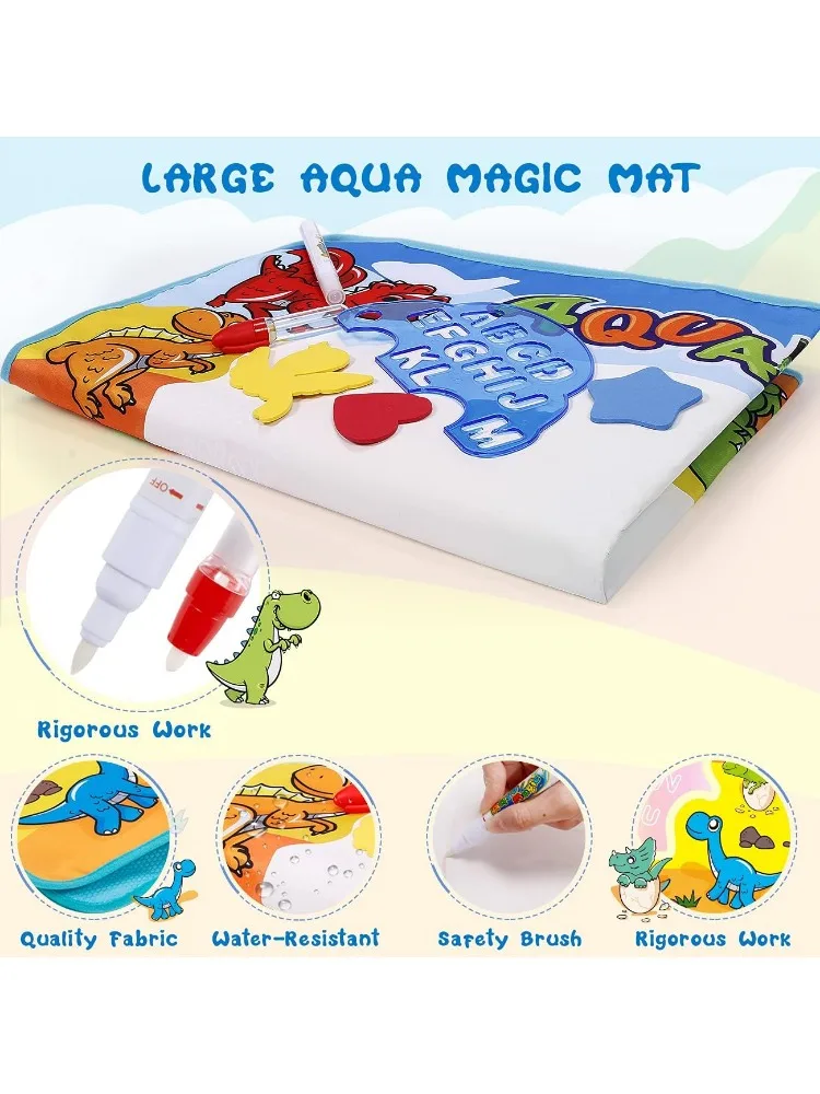 Kids Toys Water Doodle Mat: Dinosaur Painting Coloring Pad for Toddlers 1-3-Aqua Magic Drawing Board for 2 3 4 Year Old