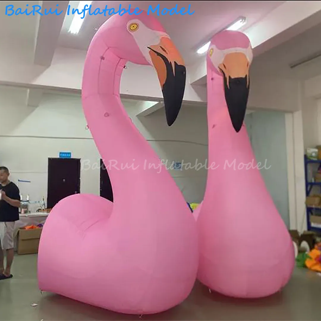 Giant Inflatable Pink Flamingo with White LED Light Air Blow - Main Image