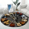 Guitar Pattern Round Area Carpets Teens Dorm Bedroom Bedside Foot Mat Living Room Dining Room Non-slip Chair Mat Home Decor Rugs 4