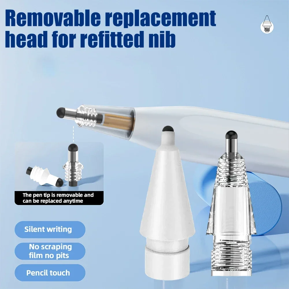 For Apple Pencil 1 2 Replacement Pencil Tips Detachable Stylus Pen Nibs Wear-resistant Anti-slip Mute Tips For Ipencil