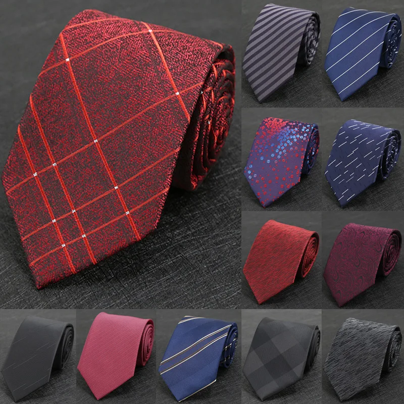 

100 styles Polyester 8cm Necktie for Men Business Meeting Gravatas Men's Formal Striped Solid Tie Shirt Accessories Formal Dress