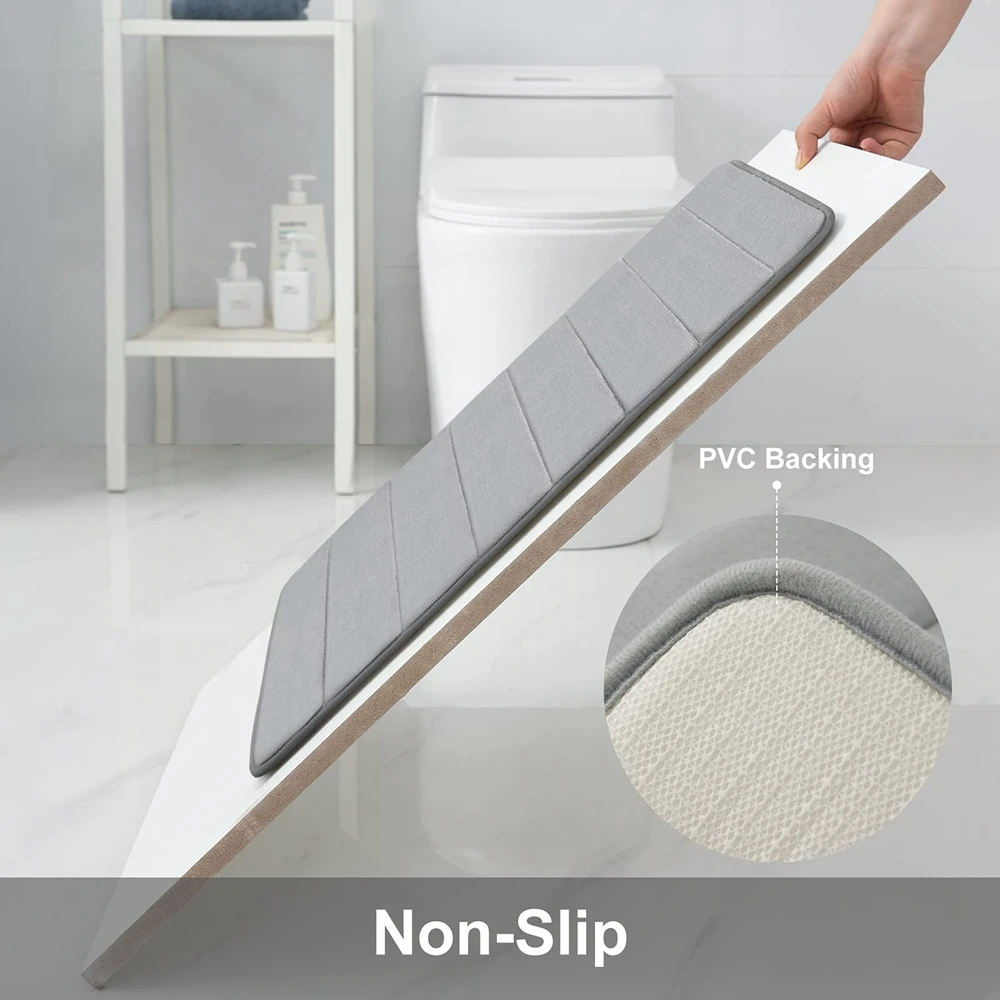 Homaxy Absorbent Bath Mat Non-Slip Bathroom Rug Soft Memory Foam Kitchen Floor Carpet Velvet Bathroom Carpet Home Decor Foot Mat 5