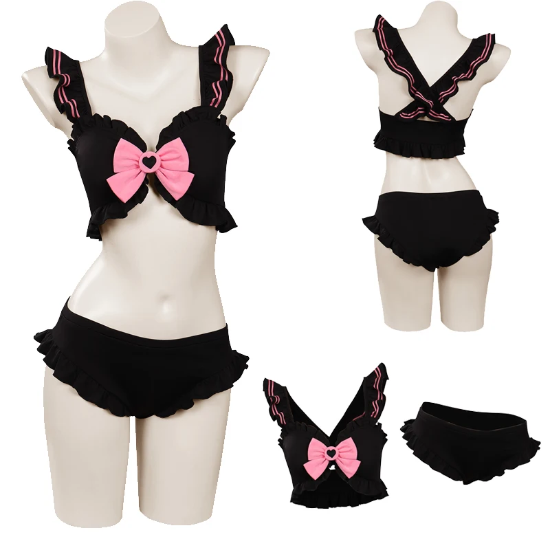 

Chibiusa Cosplay Sailor Costumes Women Bikini Top Shorts Swimsuit Outfits Summer Swimwear Black Sweet Halloween Carnival Suit