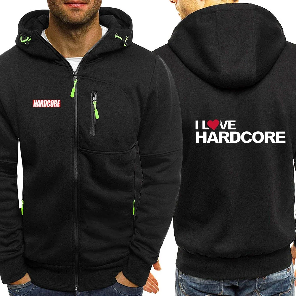 

Hardcore 2024 New Tricolor Hooded Jacket Spring and Autumn Men Casual Slim Patchwork Zipper Long Sleeve Fleece Print Clothing