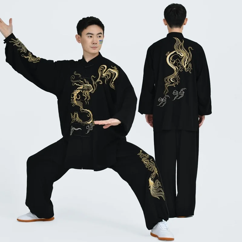 Fashion Tai Chi Uniform Women Men Martial Arts Suit Chinese Traditional Folk Long Sleeve Kung Fu Suit Morning Sportswear FF3730