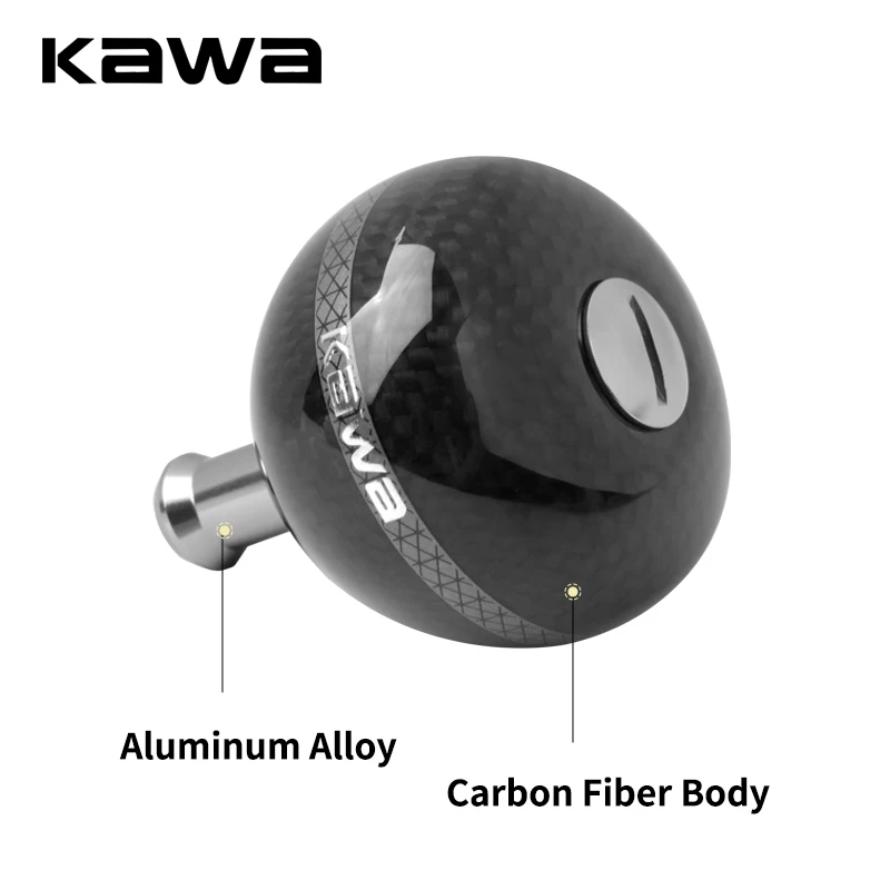 Kawa 1pc Fishing Reel Carbon Fiber Handle Knob Super Light Only 26g/16g Suit For 2000-10000 Series Spinning Reel Handle Knob DIY