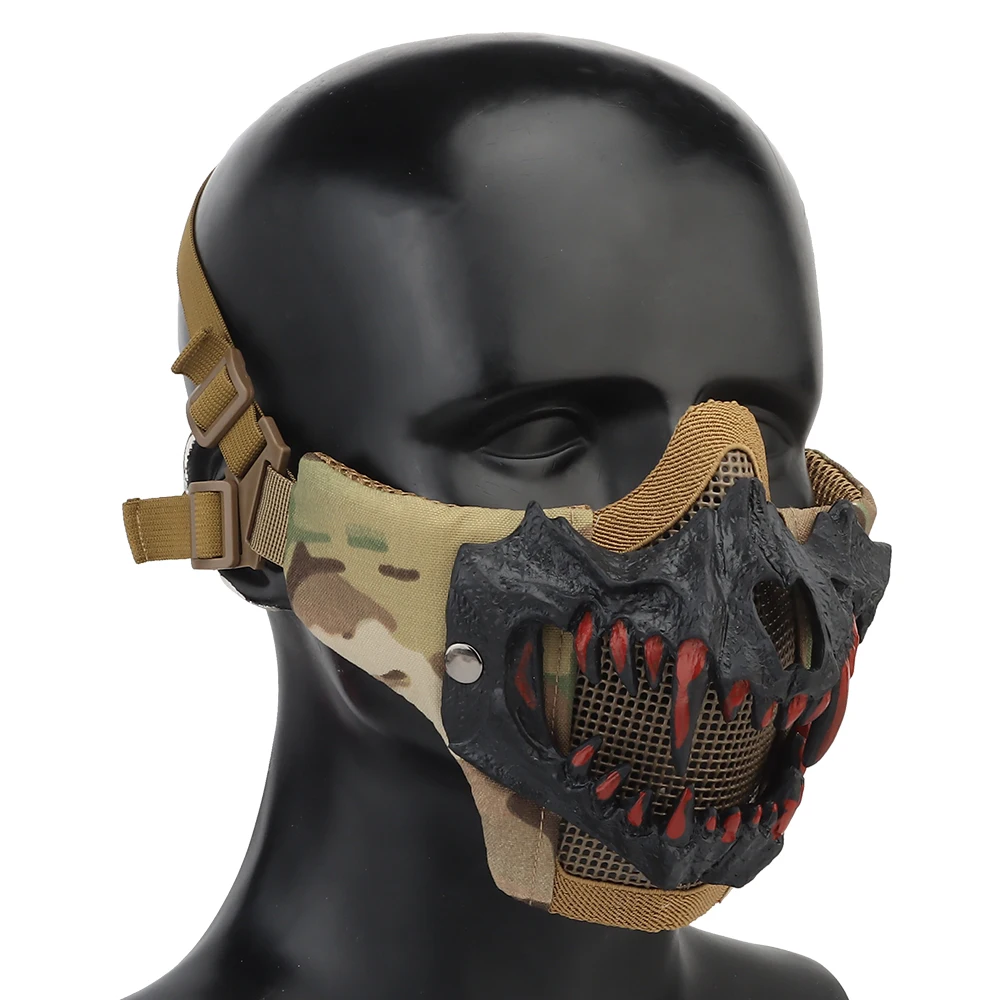 WarmHeartting Tactisch airsoft masker half gezicht 2 in 1 onderste gezicht beschermend Halloween cosplay masker snelle helm accessoires