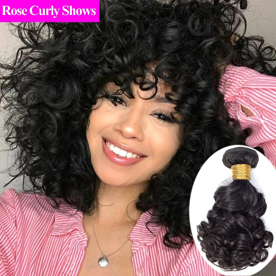 Short Pixie Rose Curly Bundles Human Hair 16A Virgin Bouncy Opran Curly Human Hair Extensions Brazilian Hair Weave Bundles