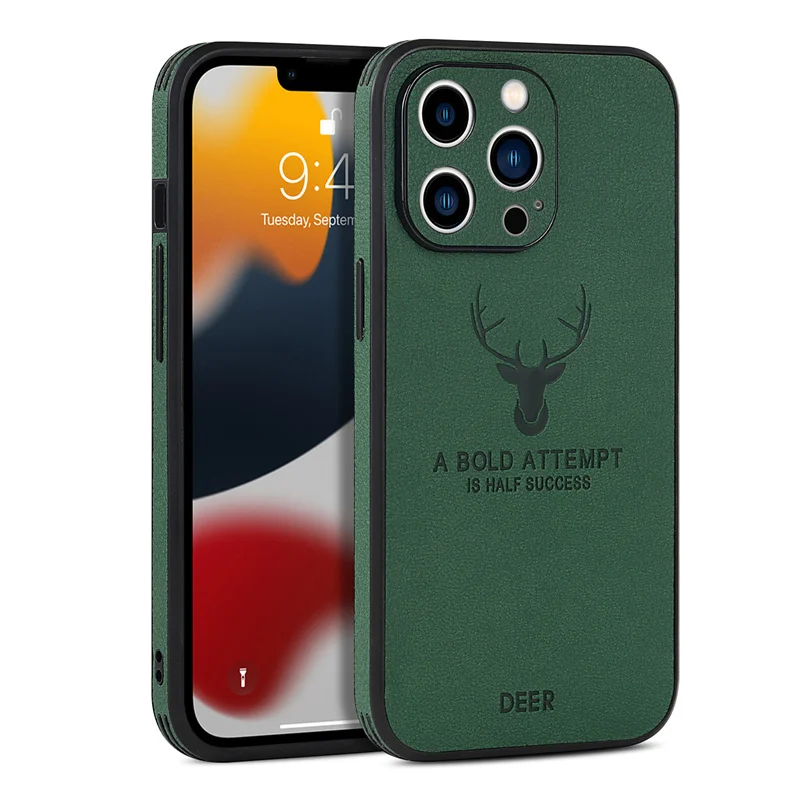 Luxury Deer Leather Texture Silicone Business Soft Shockproof Phone Case