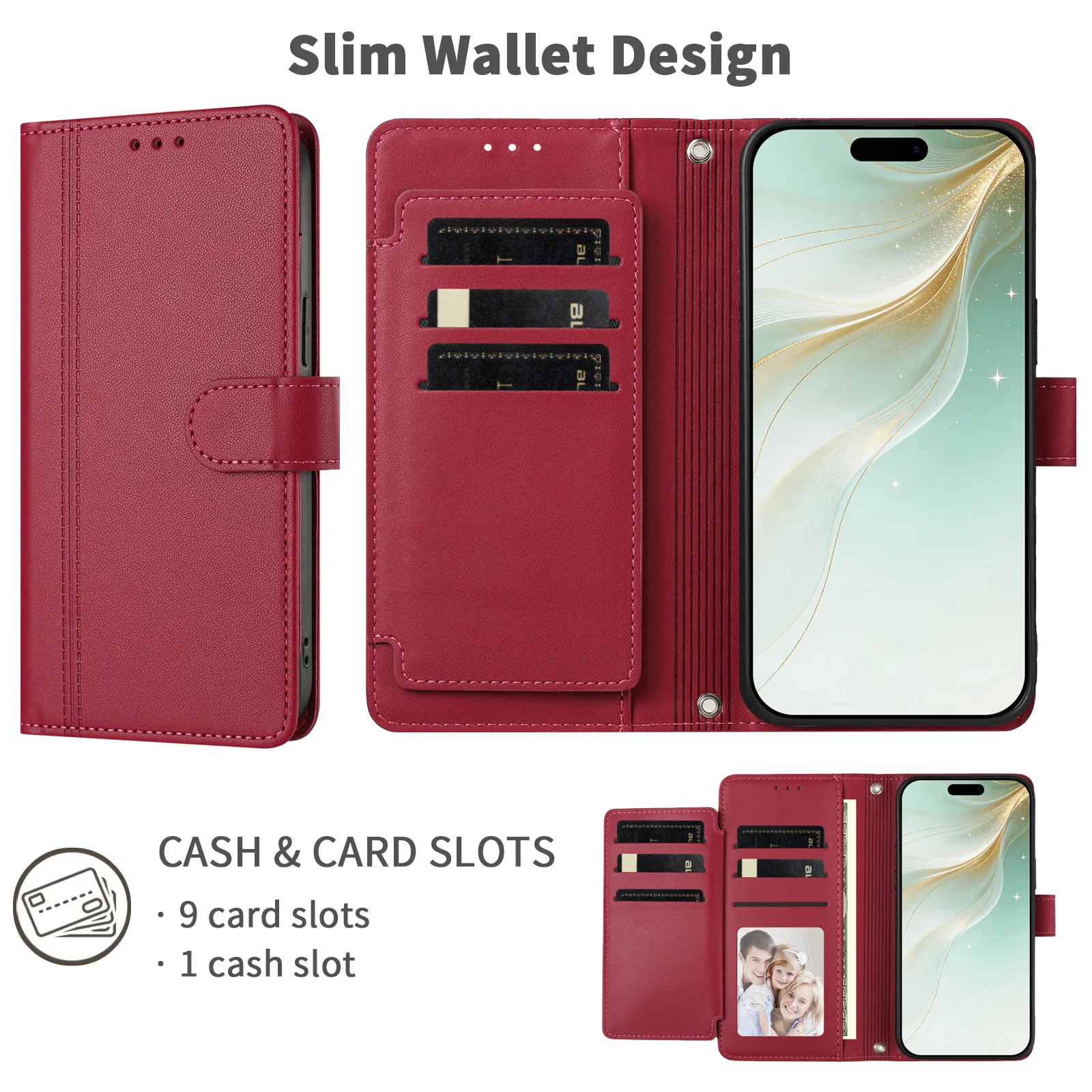 Elegant PU Leather Wallet Phone Case with Flip Cover
