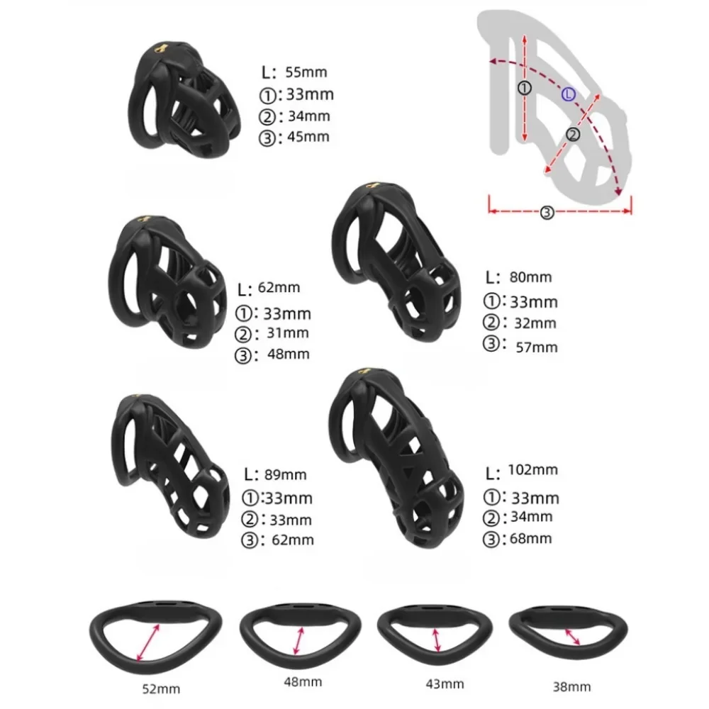 7.0 Cobra Chastity Lock Cock Cage 3D Invisible Lock with 4 Arc Ring Testicle Chastity Belt BDSM Toy Hentai Bondage Fetish SexToy penis chastity cage chastity lock sex toy