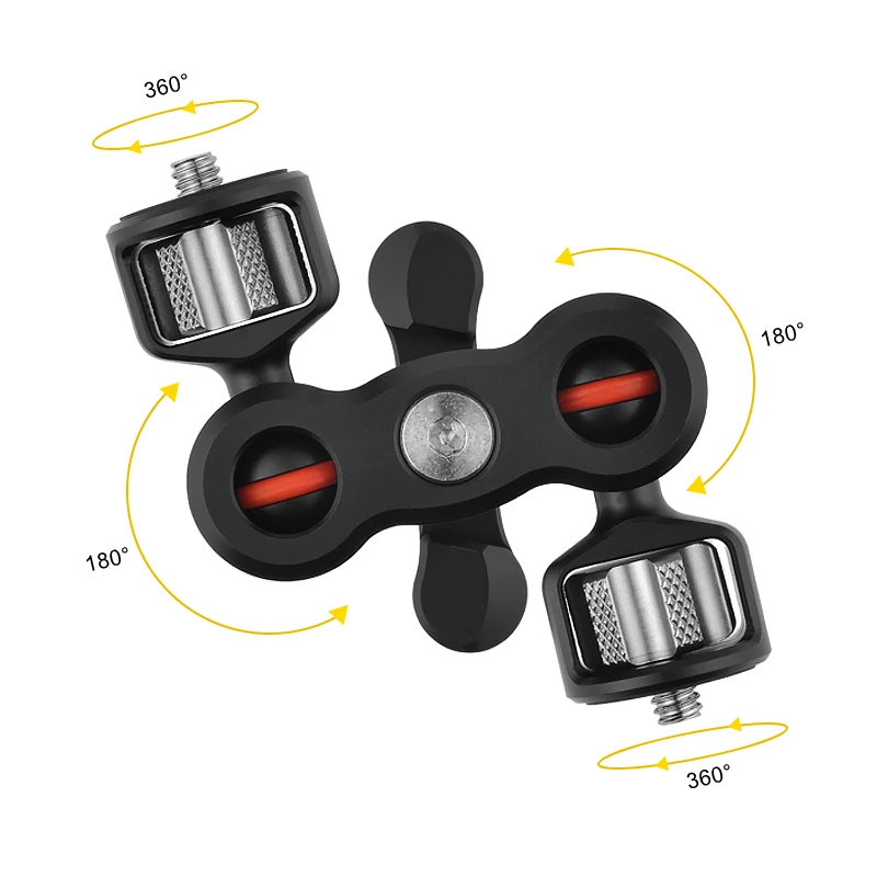 Double Ball Head Magic Arm 360 Ballheads with 1/4'' Screw for Sony Canon Nikon Camera Monitor Light Microphone Gimbal Cage Mount