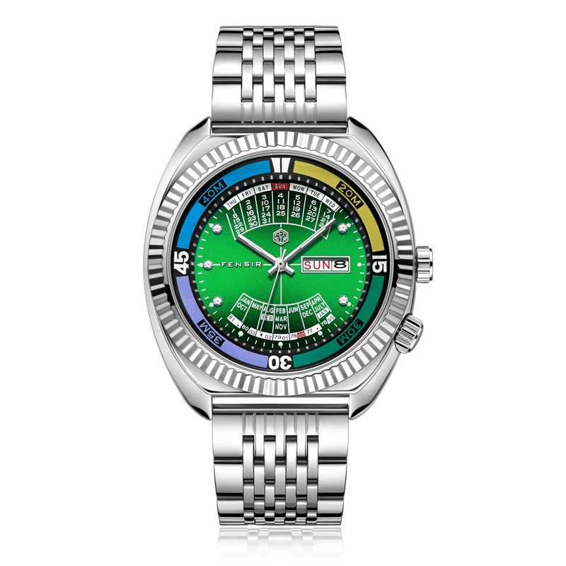 Luxury Men's Dual Calendar Waterproof Steel Wristwatch - European & American Style Fashion, Perfect for Business Casual, Unique Trendy Design, Ideal Gift for Him