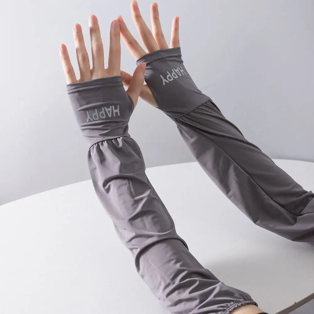 

Solid Color Ice Silk Sleeves Loose UV Protection Sunscreen Sleeve Long-sleeved Glove Loose Arm Warmers Sun Protection Cover