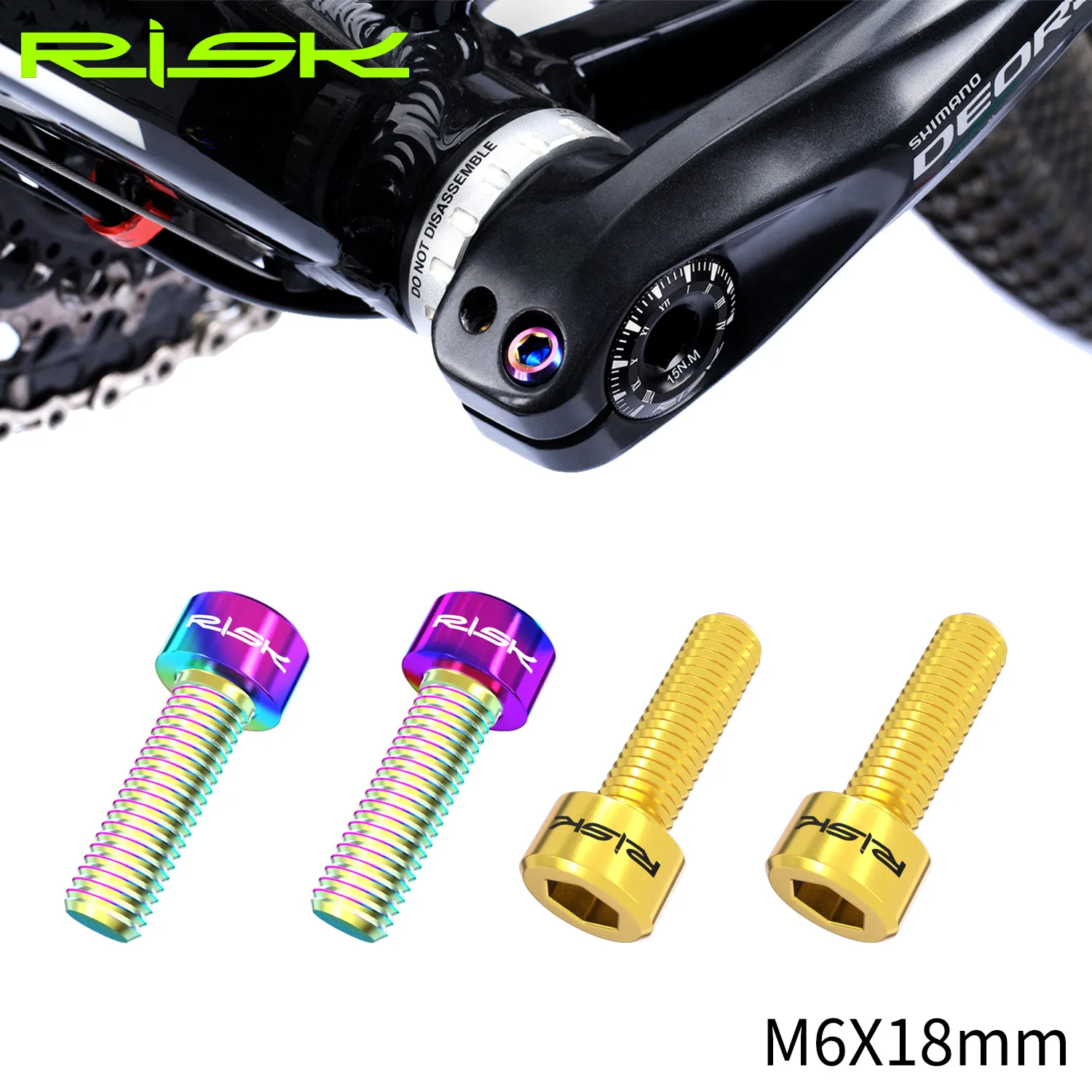 

RISK M6x18mm Bike Titanium Ti Screw Bolts For Bicycle Crank Arm Fixing Disc Brake Clamp Fixed Lightweight Cycling Accessories