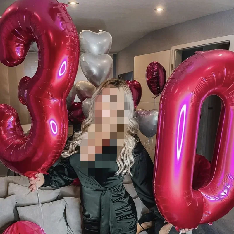 40 Zoll rosa Rose Zahl Helium Ballon 0 1 2 3 4 5 6 7 8 9 Zahl Ballons Mylar Folie große Geburtstag Party Dekoration Mädchen Geschenk – Detail 12