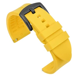 Premium Rubber Silicone Watch Band - Versatile Strap for Men & Women (Multiple Size Options) (Yellow - Black)