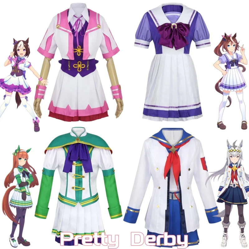

Pretty Derby Cosplay Costume Sailor School Uniform Lolita Dress Outfit Halloween Party for Girls Women Oguri Cap Silence Suzuka