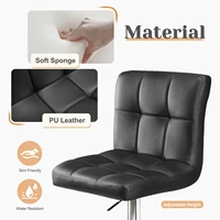 JHK PU Leather Bar Stools Set of 2,Upholstered Counter Height Bar Stools,SGS Certified Gas Gylinder Comfortbale Backrest 4