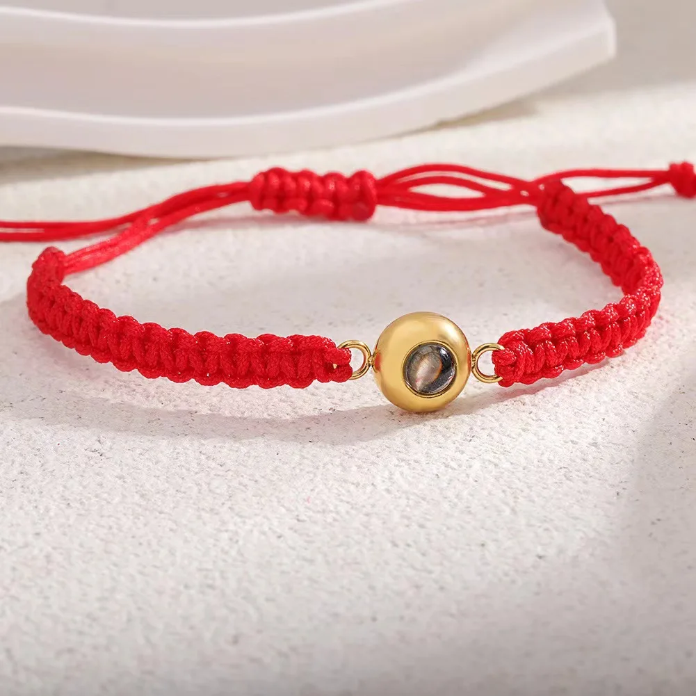 Custom Photo Projection Bracelet Adjustable Woven Titanium Steel Pendant DIY Picture Bracelet Jewelry Valentine's Day Gift