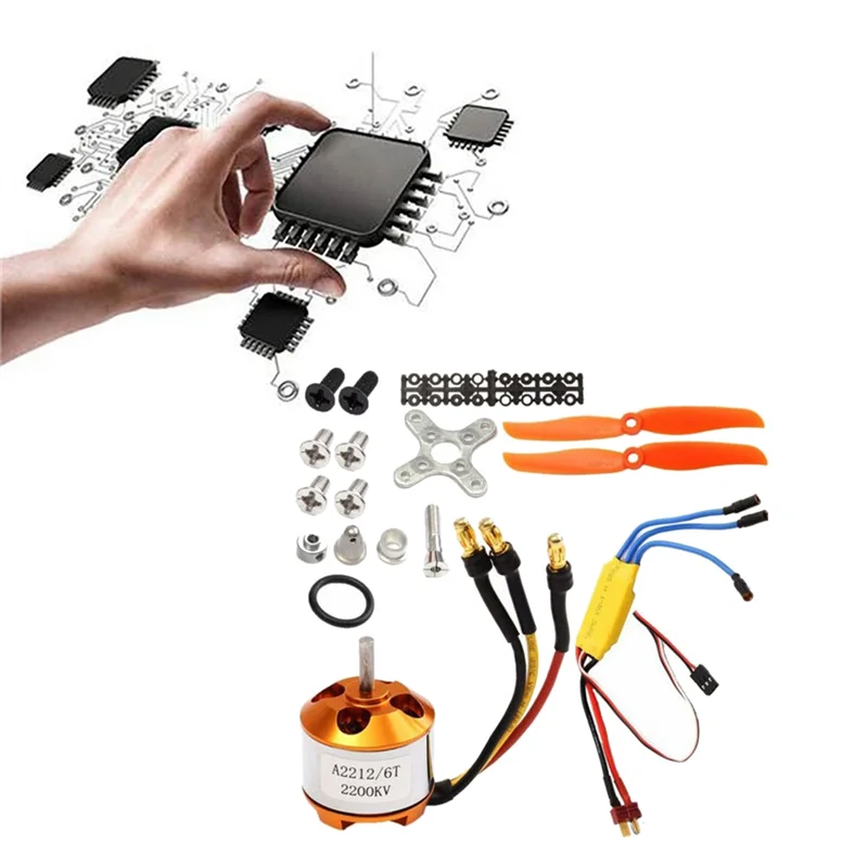 2212 2200KV 모터 + 30A ESC + 6035 프로펠러 + 프로펠러 보호기 RC 비행기 모터 교체 액세서리 용 전기 모터 키트