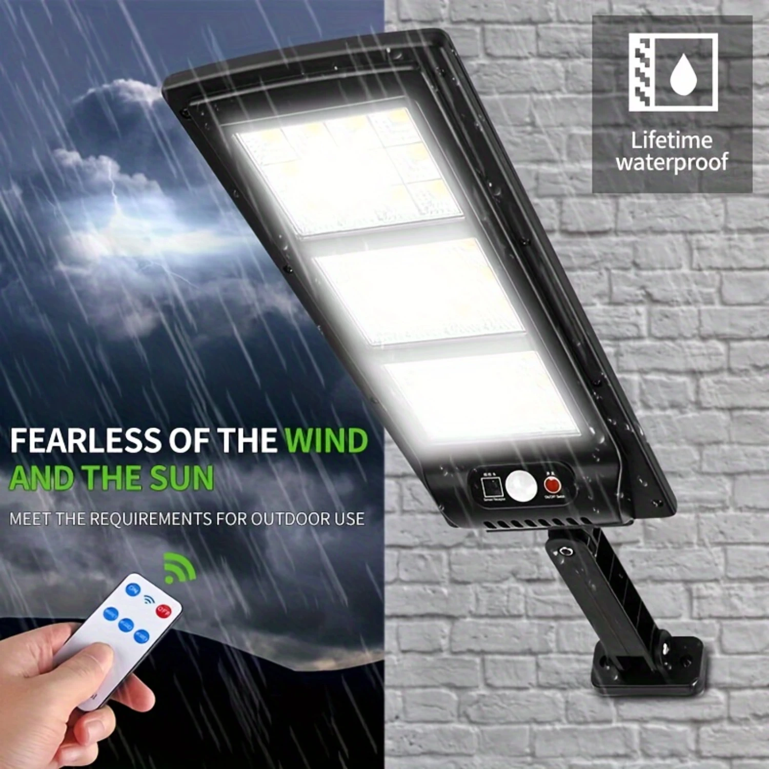 180SMD Solar Street FloodLight LED Outdoor Area Dusk To Dawn Wall Lamp