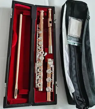 USA WEIBSTER Rose Gold Plating Flute 17 Open Holes Offset-G Key Handmade