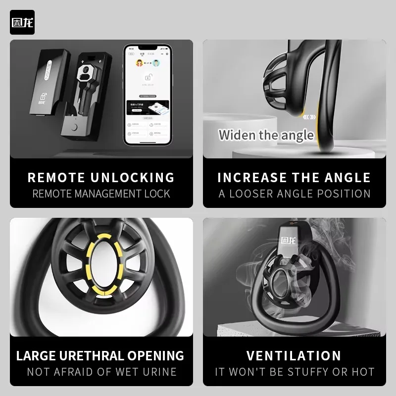 Chastity Cage Tablet Design with Three Different Pot Heads Three Snap Rings Breathable Men's Birdcage Penis Lock Adult Sex Toys