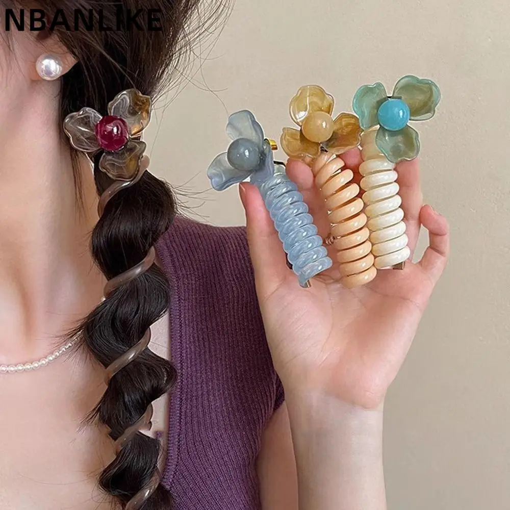 

Korean Style Elastic Telephone Line Hair Rope Fresh Flower Scrunchies Rubber Hair Bands Plastic Ponytail Holder