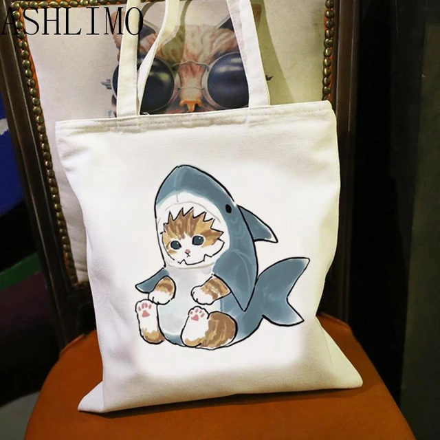 Cute Cat Shark Shopping Bag Bolsa Compra Plegable Jute Bag Bolsa Women  Shopper Shopping Handbag Bag Tote Reusable Ecobag Cabas - AliExpress