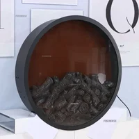 Creative Round เตาผิงอิเล็กทรอนิกส์ Core จําลอง Fire ฝังผนังเตาผิง LED เปลวไฟตกแต่งบ้านเครื่องประดับ 4