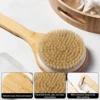 Natural Bristle Long Handle Bath Brush Soft Hair Bath Brush Bathroom Body Brushes Mud Back Scrubber Shower Massage Brush 5