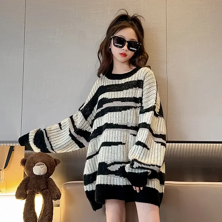 

Girls' Sweater Autumn and Winter 2023 New Fashionable Children's Wear Thickened Knitwear Girls' Pullover Underlay top