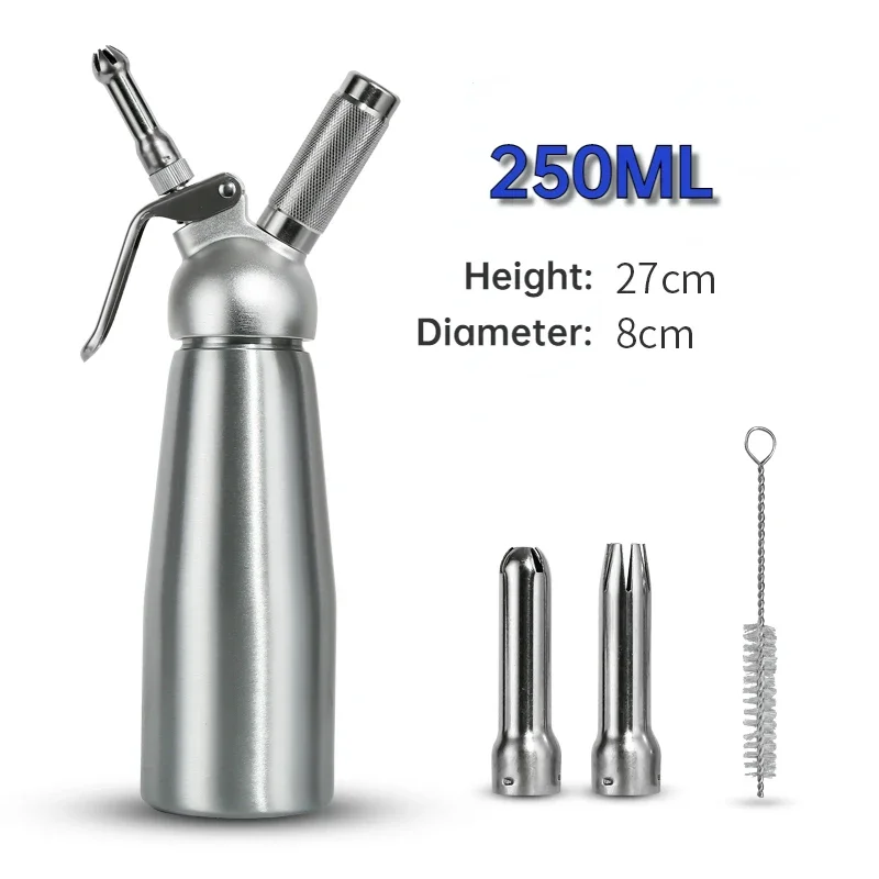 Cream Whippers Foam Gun Stainless Steel Siphon Squeeze Bottle Dessert Tool Cake Piping Gun 250ml
