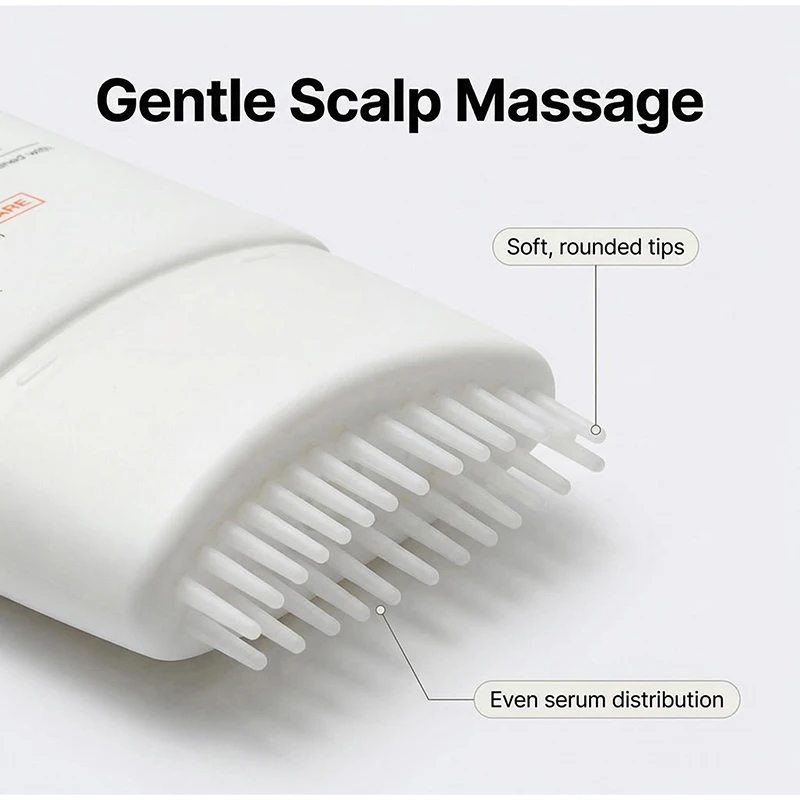 Essenza per la cura dei capelli 100ml con spazzola massaggiante integrata, nutre i follicoli piliferi, applicatore unisex, rinfrescante, siero portatile per la cura del cuoio capelluto - immagine 5