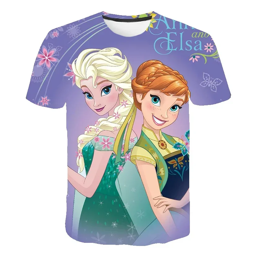 New Summer Frozen 2 T Shirt Anna Elsa Meisje 3d Digital Printing Kleding Tops Frozen Snow Queen Anna Elsa Cartoon Print Shirts 6