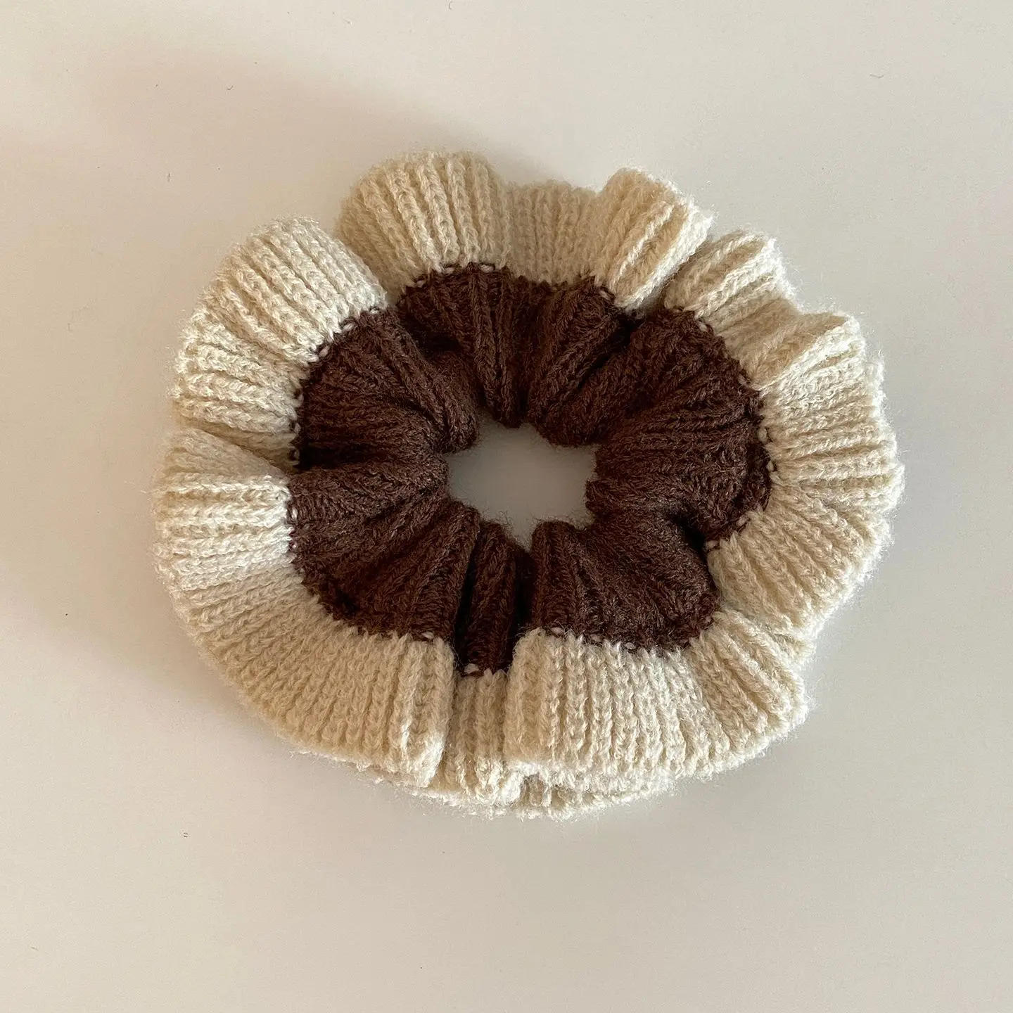1PC Große Gestrickte Haar Scrunchie Frauen Farbe-block Breite Rand Band Mode Haar Krawatte Elastische Pferdeschwanz Zubehör Elegante headwear – Detail 10