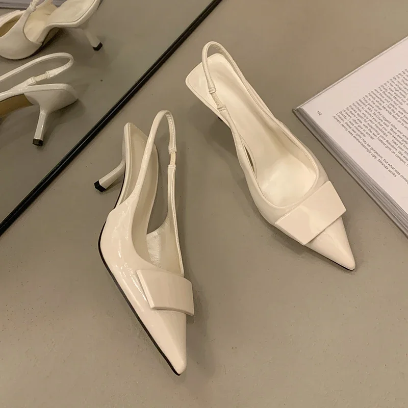 Women Slingback Sandals Women High Heels Shoes Women Dress Shoes Summer High Heel Women Sandals Fashion Pointed Toe Slip on Slingbacks Heels Elegant Dancing Party Prom Shoes