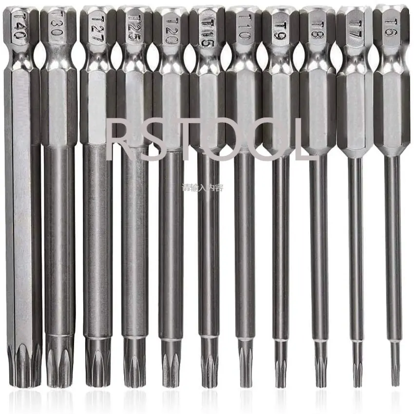 

11pcs Torx Screwdriver Bits Set With Hole T6 T8 T9 T10 T15 T20 T25 T27 T30 T35 T40 1/4 Inch Hex Shank, 75mm/3 Inch Long