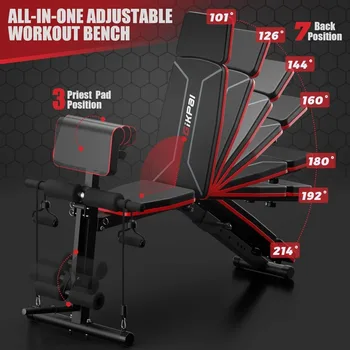 GIKPAL Adjustable Weight Bench - Workout Bench Press for Home Gym, Foldable Incline Decline Sit up Exercise Bench 4